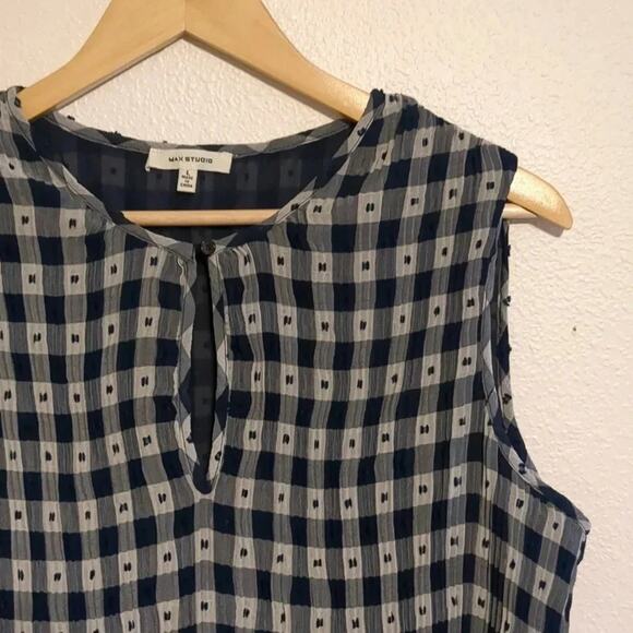 Max Studio checkered plaid tank top blouse size Large - Picture 4 of 5